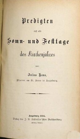 Predigten auf alle Sonn- und Festtage des Kirchenjahres