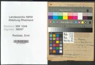 Entnazifizierung Emil Raddatz , geb. 19.12.1879 (Postbeamter)