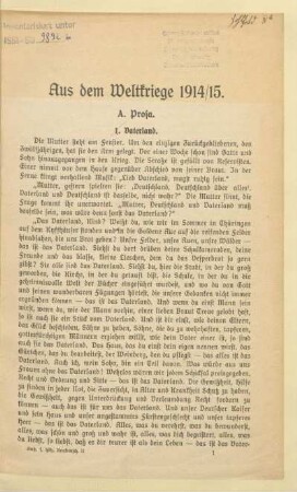 Aus dem Weltkriege 1914/15