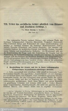 Ueber das archäische Gebiet nördlich vom Zittauer und Jeschken-Gebirge