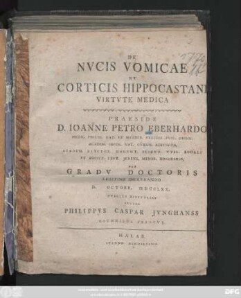 De Nvcis Vomicae Et Corticis Hippocastani Virtvte Medica