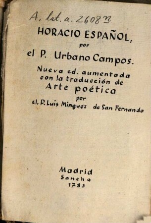 Oracio Español ó poesias liricas d. Q. Oracio