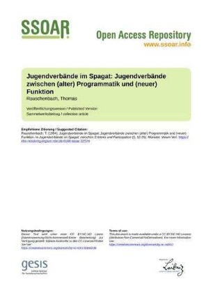 Jugendverbände im Spagat: Jugendverbände zwischen (alter) Programmatik und (neuer) Funktion