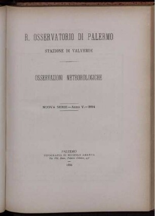 R. Osservatorio Di Palermo Stazione Di Valverde