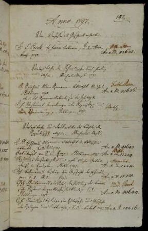 Vom Verfasser [Johann Samuel Ersch] als Geschenck erhalten. - Verlagsbücher der Schroederschen Buch-Handlung allhier: Michaelis Messe. 1797. - Verlagsbücher und Druk Artikel des Buchdrucker Rosenbusch allhier. Michaelis-Messe.