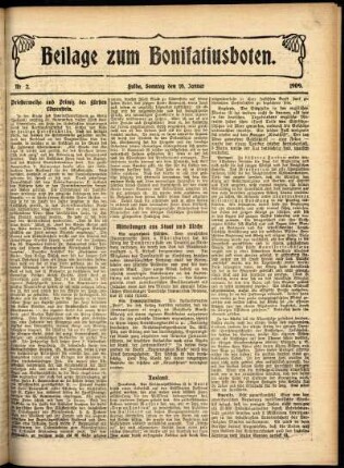 Zweite Ausgabe vom Sonntag, den 10. Januar 1909.