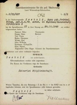 Seebold, Rosa, geb. Fränkel