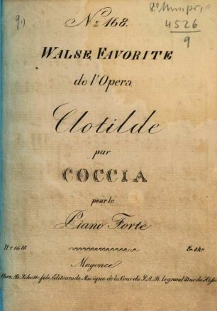 Walse favorite de l'opera Clotilde : pour le piano-forte