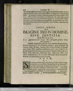 Locus Sextus De Imagine Dei In Homine Sive Justitia