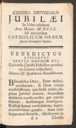 Exensio Universalis Jubilaei ...