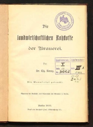 Die landwirtschaftlichen Rohstoffe der Brauerei
