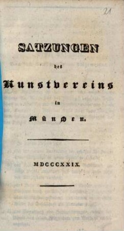 Satzungen des Kunst-Vereins in München. 1829
