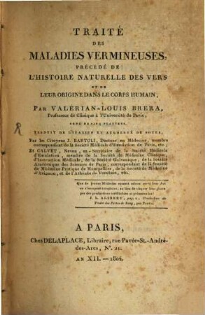 Traité des maladies vermineuses