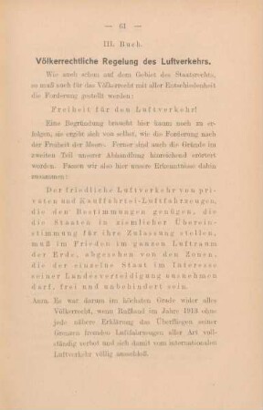 III. Buch. Völkerrechtliche Regelung des Luftverkehrs