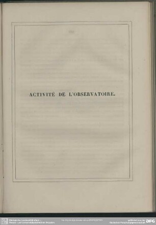 Activité de l'observatoire
