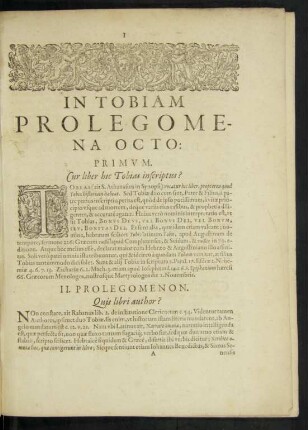 In Tobiam Prolegomena Octo: