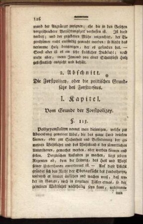 2. Abschnitt. Die Forstpolizey, oder die politischen Grundsätze des Forstwesens.