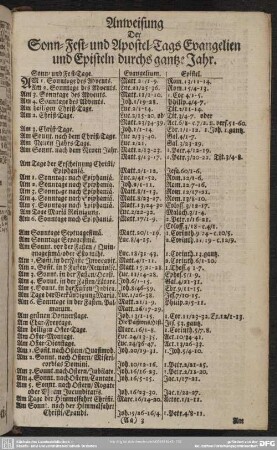 Anweisung Der Sonn-Fest- und Apostel-Tags Evangelien und Episteln durcs gantze Jahr