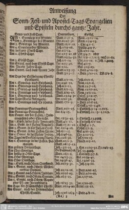 Anweisung Der Sonn-Fest- und Apostel-Tags Evangelien und Episteln durcs gantze Jahr