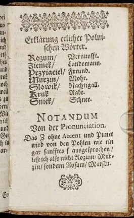 Erklärung etlicher Polnischer Wörter.