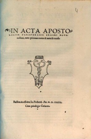 In Acta Apostolorvm Paraphrasis Erasmi Roterodami