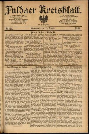 Erste Ausgabe vom Samstag, den 22. Oktober 1898.