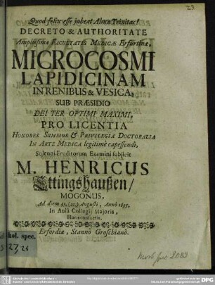 Microcosmi lapidicina in renibus et vesica : diss.