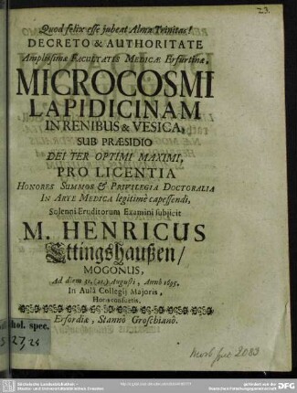 Microcosmi lapidicina in renibus et vesica : diss.