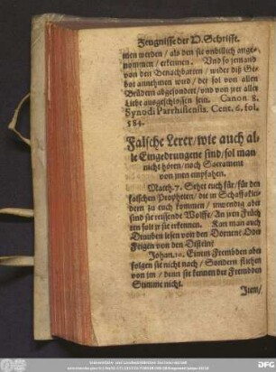 Falsche Lerer/ wie auch alle Eingedrungene sind/ sol man nicht hören/ noch Sacrament von inen empfahen.