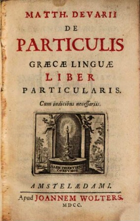 De particulis graecae linguae liber partic.
