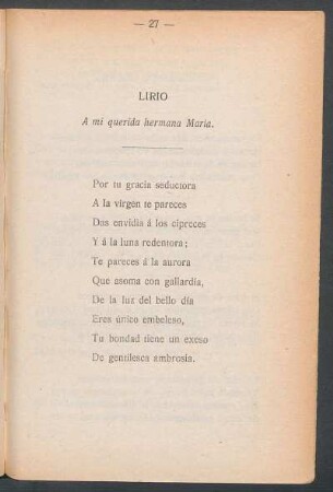 Lirio : A mi querida hermana María.