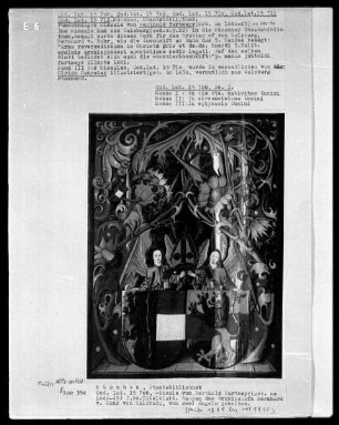 Fünfbändiges Missale von Berthold Furtmeyr — Erster Band — Das Wappen des Erzbistums Salzburg und des Erzbischofs Johannes Beckenschlager von Engeln gehalten, Folio 2verso
