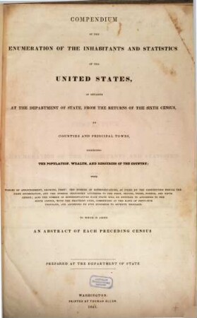 Compendium of the Emmeration of the Inhabitants and Statistics of the United States