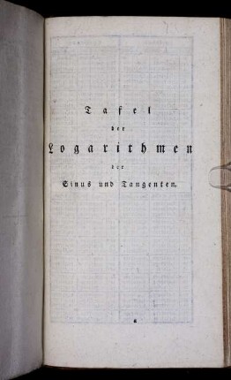 Tafel der Logarithmen der Sinus und Tangenten.