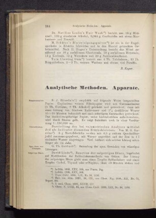 Analytische Methoden. Apparate