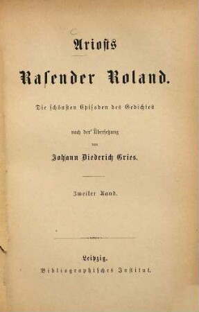 Ariosts Rasender Roland : die schönsten Episoden des Gedichtes, 2