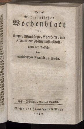 Erster Jahrgang, Zweites Quartal.