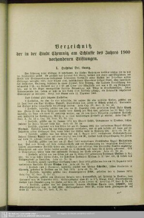 Verzeichnis der in der Stadt Chemnitz am Schlusse des Jahres 1900 vorhandenen Stiftungen