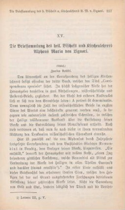 237-254 Die Briefsammlung des h. Bischofs und Kirchenlehrers A. M. v. Liguori : II.