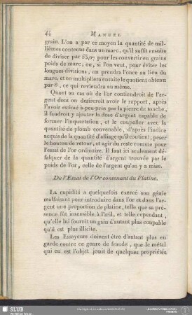 De l'Essai de l'Or contenant du Platine