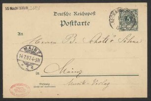 Brief an B. Schott's Söhne : 15.07.1897