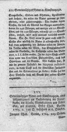 XXX. Gemeinnütziges Natur- und Kunstmagazin. T.1.2.