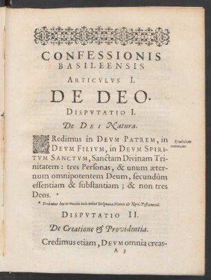 Articulus I. De Deo.