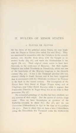 II. Rulers of Minor states