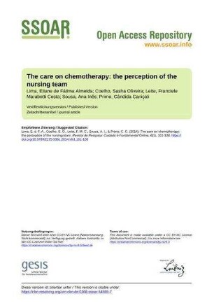The care on chemotherapy: the perception of the nursing team