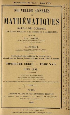 Troisième Série. Tome XVII. Juin 1898.