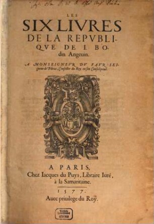 Les six Livres de la Republique