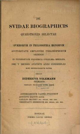 De Suidae biographicis quaestiones selectae : (Diss. inaug.)