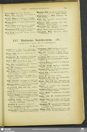 XXV. Märkischer Bezirksverein.