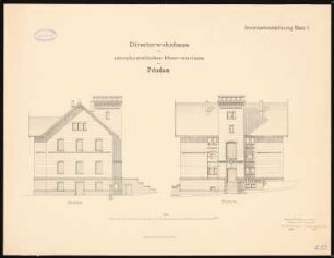 Astrophysikalisches Observatorium auf dem Telegrafenberg, Potsdam: Aufriss Nordansicht, Westansicht 1:100